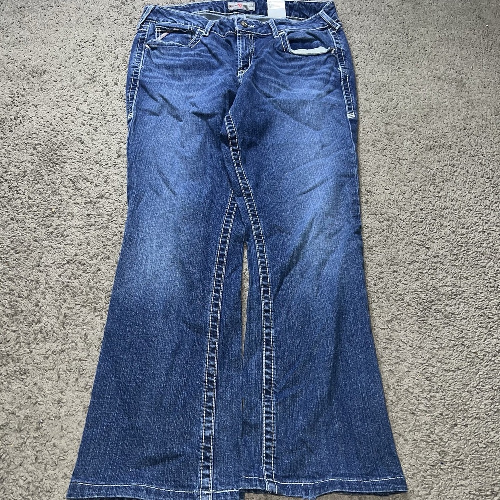 Ariat FR Jeans Womens 33R Blue Mid Rise Boot Cut Flame Resistant CAT 2‎ 10016176